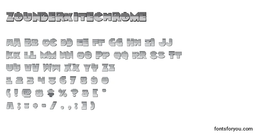 Schriftart Zounderkitechrome – Alphabet, Zahlen, spezielle Symbole