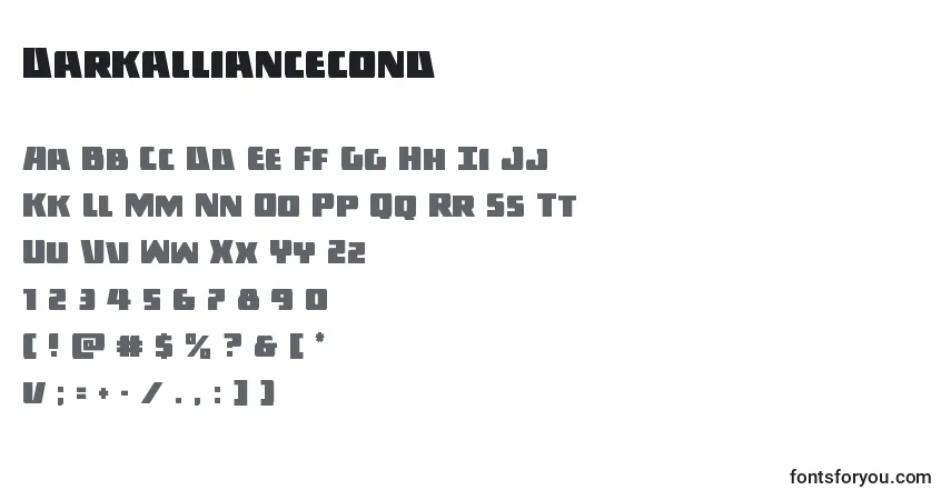 Fuente Darkalliancecond - alfabeto, números, caracteres especiales