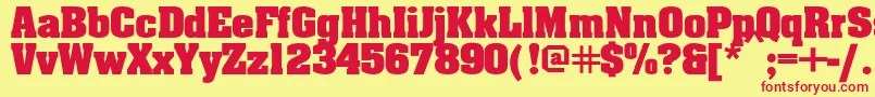 フォントAardv – 赤い文字の黄色い背景