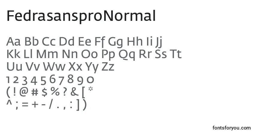 Шрифт FedrasansproNormal – алфавит, цифры, специальные символы