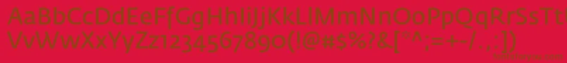 FedrasansproNormal-Schriftart – Braune Schriften auf rotem Hintergrund