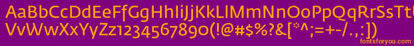 フォントFedrasansproNormal – 紫色の背景にオレンジのフォント