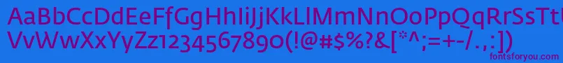 FedrasansproNormal-Schriftart – Violette Schriften auf blauem Hintergrund