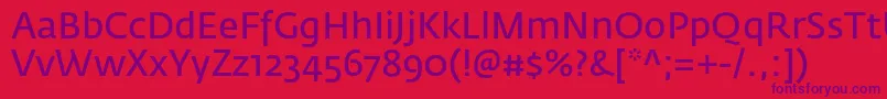 FedrasansproNormal-Schriftart – Violette Schriften auf rotem Hintergrund