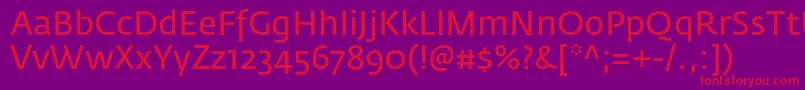 Weitere Informationen zur FedrasansproNormal-Schriftart FedrasansproNormal-Schriftart – Rote Schriften auf violettem Hintergrund