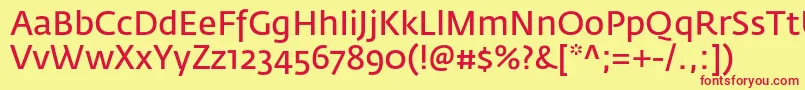 FedrasansproNormal Font – Red Fonts on Yellow Background