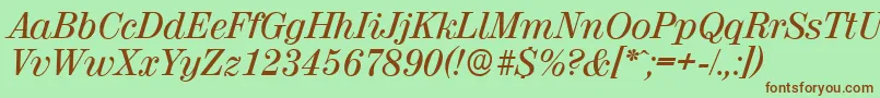 ValenciaserialMediumItalic Font – Brown Fonts on Green Background