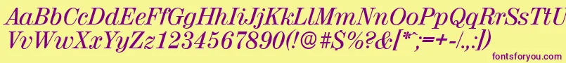 ValenciaserialMediumItalic Font – Purple Fonts on Yellow Background