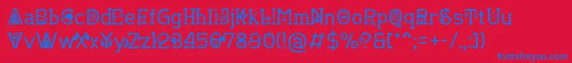 ChristmasSounds-Schriftart – Blaue Schriften auf rotem Hintergrund