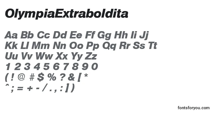 Шрифт OlympiaExtraboldita – алфавит, цифры, специальные символы