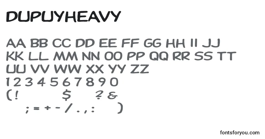 Czcionka Dupuyheavy – alfabet, cyfry, specjalne znaki