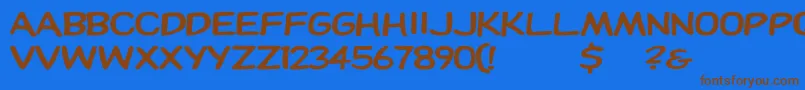 フォントDupuyheavy – 茶色の文字が青い背景にあります。