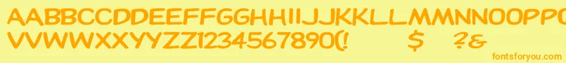フォントDupuyheavy – オレンジの文字が黄色の背景にあります。