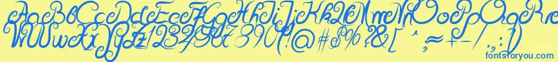 DeliciousCurlsBold Font – Blue Fonts on Yellow Background