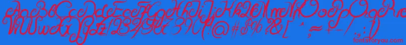 DeliciousCurlsBold Font – Red Fonts on Blue Background