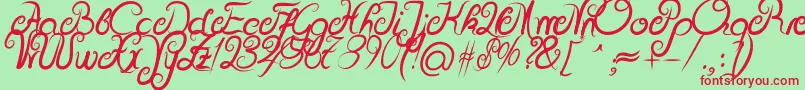 DeliciousCurlsBold Font – Red Fonts on Green Background
