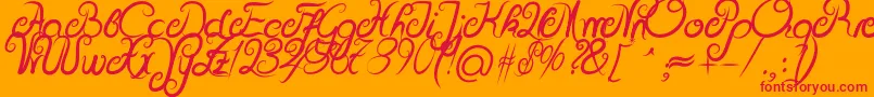 DeliciousCurlsBold Font – Red Fonts on Orange Background