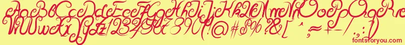 DeliciousCurlsBold-Schriftart – Rote Schriften auf gelbem Hintergrund