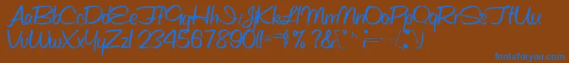 Obettescriptssk Font – Blue Fonts on Brown Background