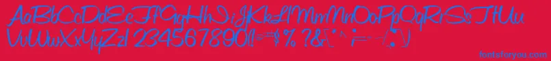 フォントObettescriptssk – 赤い背景に青い文字