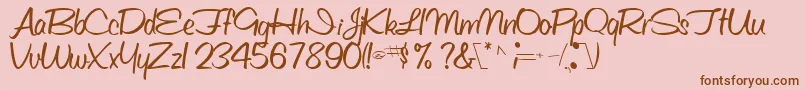 Шрифт Obettescriptssk – коричневые шрифты на розовом фоне