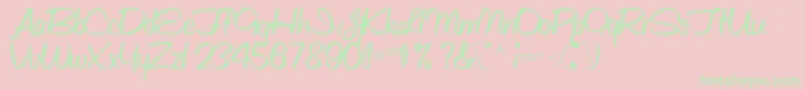 Obettescriptssk-fontti – vihreät fontit vaaleanpunaisella taustalla