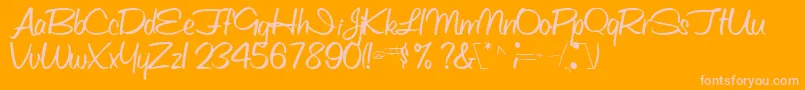 Obettescriptssk Font – Pink Fonts on Orange Background