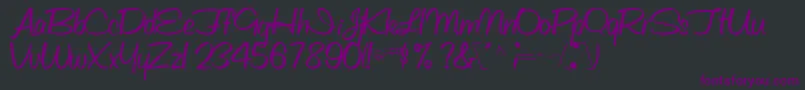 Obettescriptssk-fontti – violetit fontit mustalla taustalla
