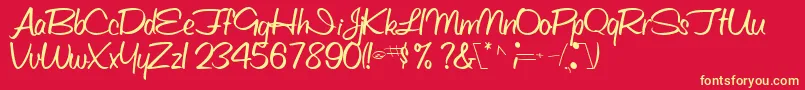 Obettescriptssk Font – Yellow Fonts on Red Background