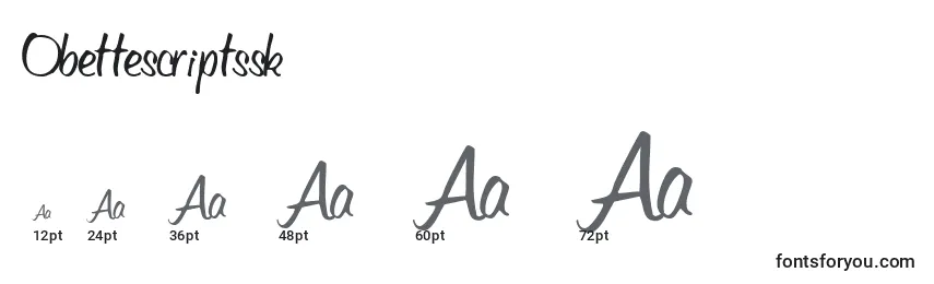 Obettescriptssk Font Sizes