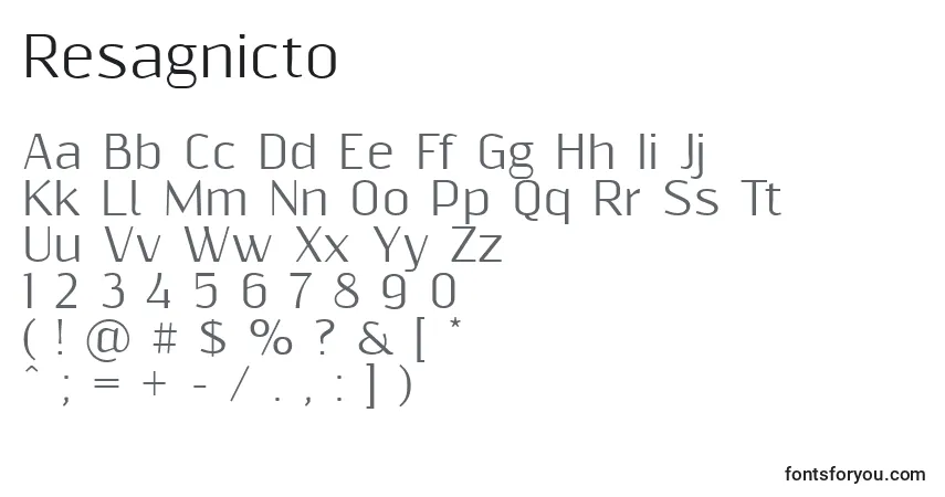 Resagnicto-fontti – aakkoset, numerot, erikoismerkit