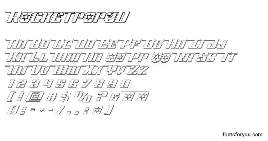 Schriftart Rocketpop3D – Alphabet, Zahlen, spezielle Symbole