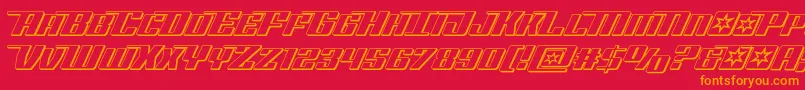 Rocketpop3D-Schriftart – Orangefarbene Schriften auf rotem Hintergrund