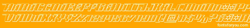 Rocketpop3D-Schriftart – Weiße Schriften auf orangefarbenem Hintergrund