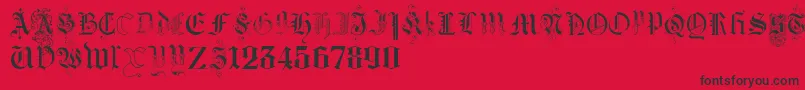 KidnappedAtGermanLandsThree Font – Black Fonts on Red Background