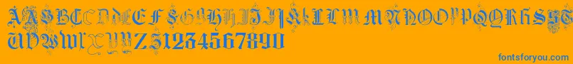 KidnappedAtGermanLandsThree Font – Blue Fonts on Orange Background
