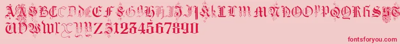 KidnappedAtGermanLandsThree Font – Red Fonts on Pink Background