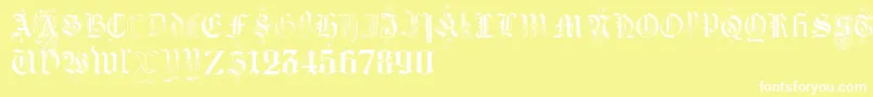 フォントKidnappedAtGermanLandsThree – 黄色い背景に白い文字