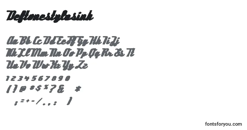 Schriftart Deftonestylusink – Alphabet, Zahlen, spezielle Symbole