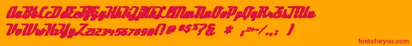 フォントDeftonestylusink – オレンジの背景に赤い文字