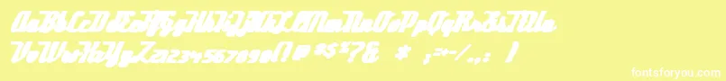 Deftonestylusink-Schriftart – Weiße Schriften auf gelbem Hintergrund