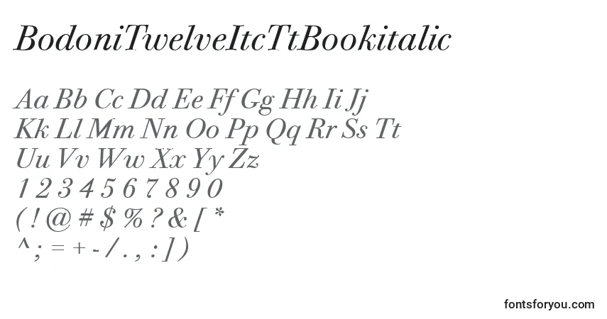 BodoniTwelveItcTtBookitalicフォント–アルファベット、数字、特殊文字