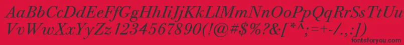 BodoniTwelveItcTtBookitalic Font – Black Fonts on Red Background