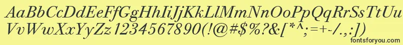 BodoniTwelveItcTtBookitalic Font – Black Fonts on Yellow Background