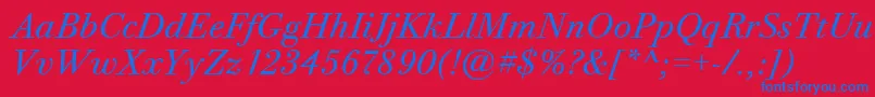 BodoniTwelveItcTtBookitalic-fontti – siniset fontit punaisella taustalla