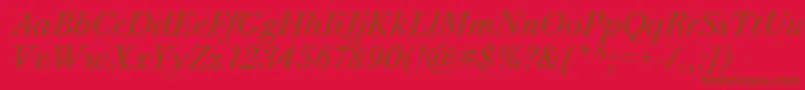 BodoniTwelveItcTtBookitalic Font – Brown Fonts on Red Background