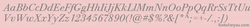 BodoniTwelveItcTtBookitalic-Schriftart – Graue Schriften auf rosa Hintergrund