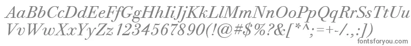 BodoniTwelveItcTtBookitalic-Schriftart – Graue Schriften auf weißem Hintergrund