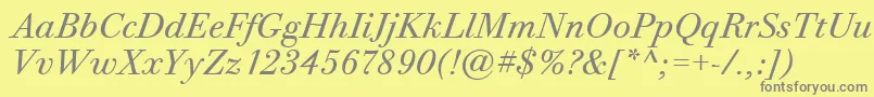 BodoniTwelveItcTtBookitalic Font – Gray Fonts on Yellow Background