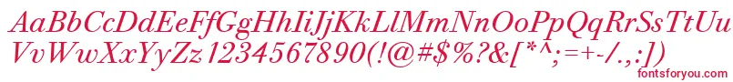 フォントBodoniTwelveItcTtBookitalic – 赤い文字